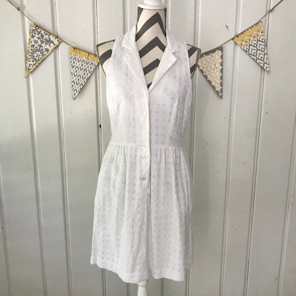 Gabby Skye Dresses & Skirts - Gabby Skye White Eyelet Sleeveless Shirtdress